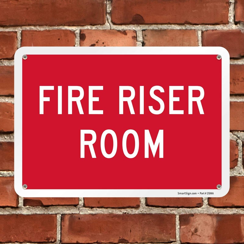 SmartSign - K-9709-PL-10 "Fire Riser Room" Sign | 7" x 10" Plastic White on Red - Image 4